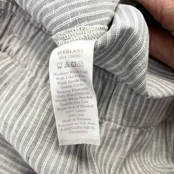 Everlane Womens Overalls 2 Blue Striped Linen Wide Leg Minimalist Boho Coastal - Picture 9 of 10